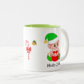 Niedlich Green Elf Weihnachtsgeschenk Zweifarbige Tasse (VorderseiteRechts)