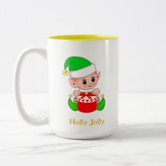Niedlich Green Elf Weihnachtsgeschenk Zweifarbige Tasse (Links)