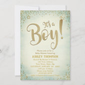 Niedlich Green Es ist eine Boy Stars Baby Dusche E Einladung (Vorderseite)