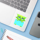 Niedlich-Green Fantasy Creature Scrapbook Sticker (Laptop mit iPhone)