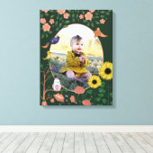 Niedlich Green Floral New Baby Foto Kinderzimmer A Leinwanddruck (Insitu (Holzboden))