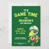 Niedlich Green Football Dinosaurier Kindergeburtst Einladung (Vorderseite)