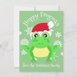 Niedlich Green Frosch Weihnachts-Weihnachtsmannmüt Feiertagskarte