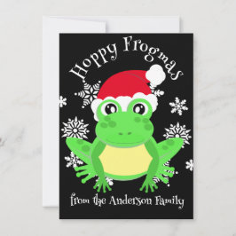Niedlich Green Frosch Weihnachts-Weihnachtsmannmüt Feiertagskarte