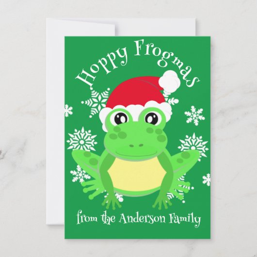 Niedlich Green Frosch Weihnachts-Weihnachtsmannmüt Feiertagskarte (Vorderseite)