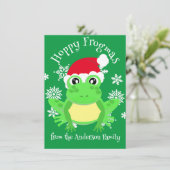 Niedlich Green Frosch Weihnachts-Weihnachtsmannmüt Feiertagskarte (Stehend Vorderseite)