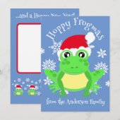 Niedlich Green Frosch Weihnachts-Weihnachtsmannmüt Feiertagskarte (Vorne/Hinten)