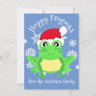Niedlich Green Frosch Weihnachts-Weihnachtsmannmüt Feiertagskarte