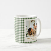 Niedlich Green Gingham Kariert Custom Foto Christm Kaffeetasse (VorderseiteRechts)