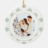 Niedlich Green Gingham Kariert Custom Foto Christm Keramik Ornament (Hinten)