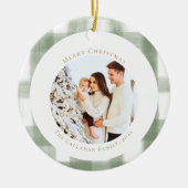 Niedlich Green Gingham Kariert Custom Foto Christm Keramik Ornament (Vorne)