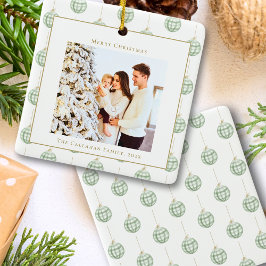 Niedlich Green Gingham Kariert Custom Foto Christm Keramikornament