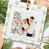 Niedlich Green Gingham Kariert Custom Foto Christm Keramikornament