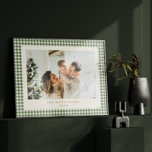 Niedlich Green Gingham Kariert Custom Foto Christm Poster