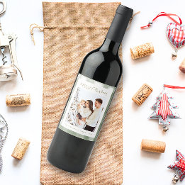 Niedlich Green Gingham Kariert Custom Foto Christm Weinetikett