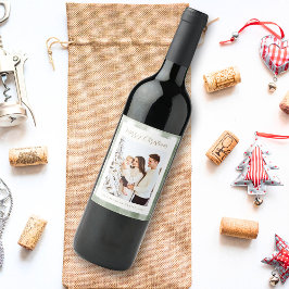 Niedlich Green Gingham Kariert Custom Foto Christm Weinetikett