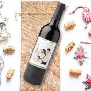 Niedlich Green Gingham Kariert Custom Foto Christm Weinetikett