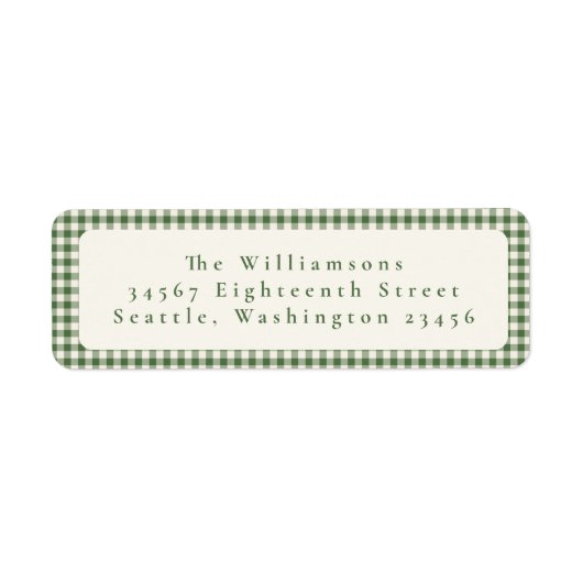 Niedlich Green Gingham Kariert Custom Rücksendeadr (Vorne)