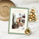 Niedlich Green Gingham Kariert Portrait Foto Weihn Feiertagskarte<br><div class="desc">Niedlich Green Gingham Kariert Custom Foto Weihnachtskarte für Portrait/Vertikale Fotos</div>
