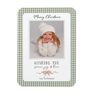 Niedlich Green Gingham Kariert Preppy Foto Magnet