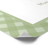 Niedlich Green Gingham Sweet Pea Baby Dusche Willk Poster (Ecke)