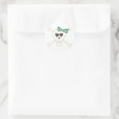 Niedlich Green Goth Crossbones Runder Aufkleber (Tasche)