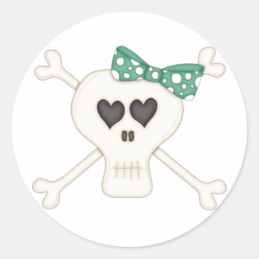 Niedlich Green Goth Crossbones Runder Aufkleber (Vorderseite)