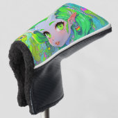 Niedlich Green Horned Wood Elf Anime Girl Golf Headcover (3/4 Vorderseite)