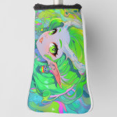 Niedlich Green Horned Wood Elf Anime Girl Golf Headcover (Rotieren 90)