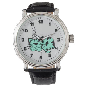 Niedlich Green Kitty Cat Nickerchen Wrist Watch Armbanduhr