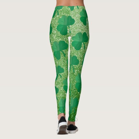Niedlich Green Kleeblatt St Patricks Day Irish Gli Leggings (Rückseite)