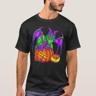 Niedlich Green Lila Halloween Pumpkin Dragon Trick T-Shirt