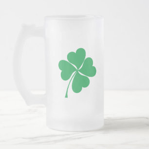 Niedlich Green Lucky 4 Blätter Herz Clover Kleebl Mattglas Bierglas