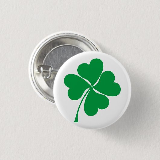Niedlich Green Lucky 4 Blätter Herz Clover Kleebla Button (Vorne & Hinten)