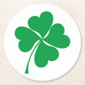 Niedlich Green Lucky 4 Blätter Herz Clover Kleebla Runder Pappuntersetzer (Vorderseite)
