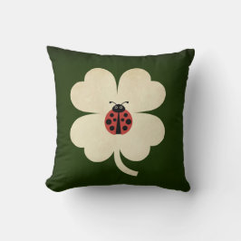 Niedlich Green Lucky Ladybug Kleeblatt Kissen