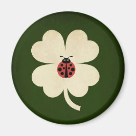 Niedlich Green Lucky Ladybug Kleeblatt Magnet