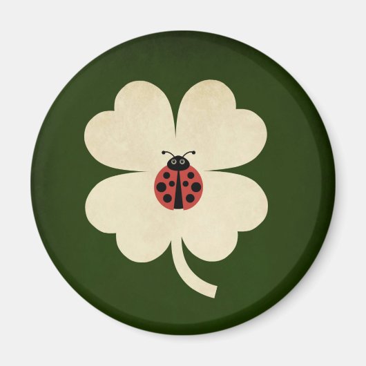 Niedlich Green Lucky Ladybug Kleeblatt Magnet (Vorne)