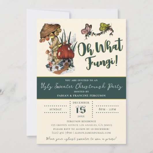 Niedlich Green Merry Mushroom Ugly Sweater Weihnac Einladung (Vorderseite)