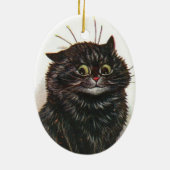 Niedlich Green Mit Augen Black Cat ・ Louis Wain ・  Keramik Ornament (Hinten)