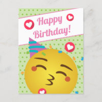 Niedlich Green Polka Dot Kiss Emoji Happy Birthday