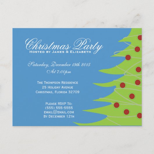 Niedlich Green Red and Blue Christmas Party Einladungspostkarte (Vorderseite)