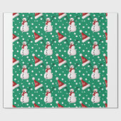 Niedlich Green Red White Snowman Weihnachtsgeschen Geschenkpapier (Flach)