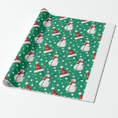 Niedlich Green Red White Snowman Weihnachtsgeschen Geschenkpapier (Ungerollt)