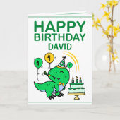 Niedlich Green T-Rex Dinosaur Grandson 1. Geburtst Karte (Gelbe Blume)