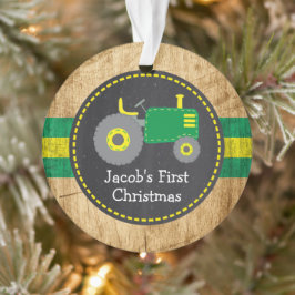 Niedlich Green Tractor Baby's First Christmas Rust Ornament