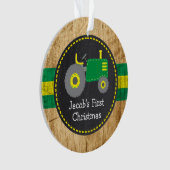 Niedlich Green Tractor Baby's First Christmas Rust Ornament (Vorderseite)