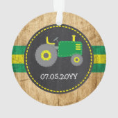 Niedlich Green Tractor Baby's First Christmas Rust Ornament (Rückseite)