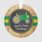 Niedlich Green Tractor Baby's First Christmas Rust Ornament (Vorderseite)