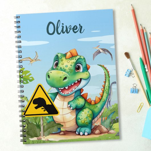 Niedlich Green Trex Dinosaurier Personalisiert Notizblock